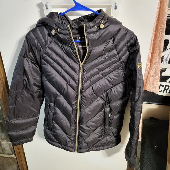 MICHAEL KORS GOOSE DOWN HOODED PUFFER JACKET SZ S - Picture 1 of 7